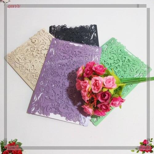 Sky Elina10pcs Laser Cut Invitations card Groom and Bride Wedding Invitation Shower Card Wedding Decoration 5zSH073
