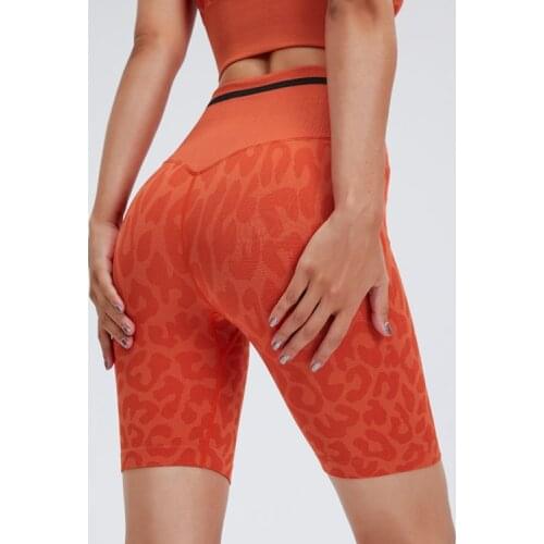 High Waist Sport Shorts Women Gym Lift Hip Workout Leggings Leopard Print Fitness Shorts Breathable Seamless Running Yoga Shorts