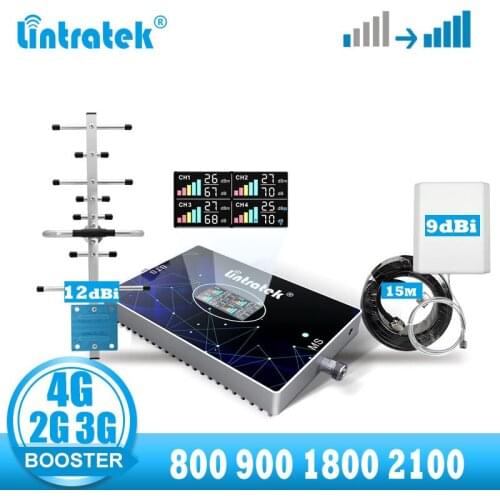 Lintratek 2G 3G 4G Cellular Signal Booster Repeater 4 Band GSM B20 800 900 1800 2100 LTE 2600 Cell phone Amplifier B28 700 850
