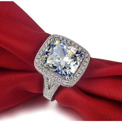 YaYI Jewelry Fashion Princess Cut 12*15 mm White Pink ALL Cubic Zirconia Silver Color Engagement Wedding Party Lovers Rings