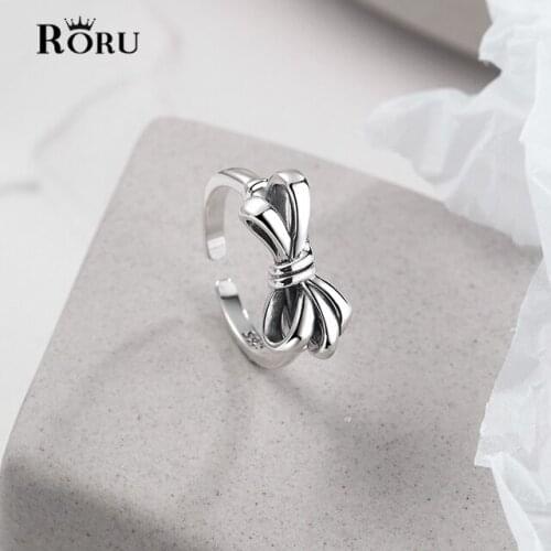 925 Sterling Silver Retro Bow-knot Open Rings Rosette Design Jewelry for Women Beautiful Finger Party Birthday Gift