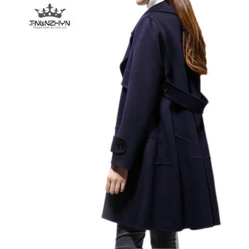 Korea Style 2019 New Winter Women Wool Coat Medium Long Loose Style Large Size Thick Coats Oversized Winter Wool Coat SK197