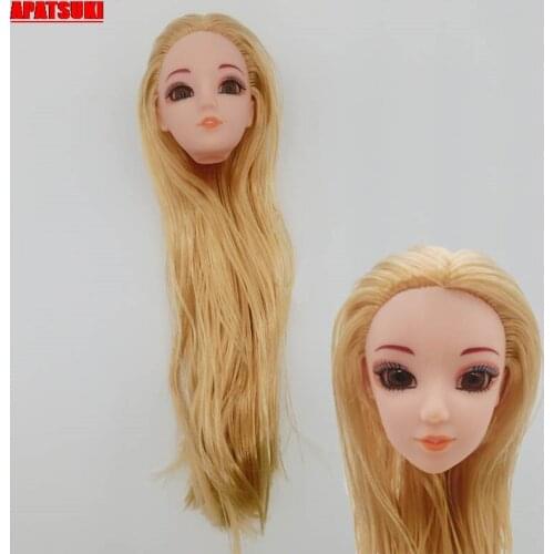 Golden Long Hair Heads For 11.5" Doll Straight Head For 1/6 BJD Dolls Dollhouse Accessories Kid Girl DIY for Toy Practice Makeup
