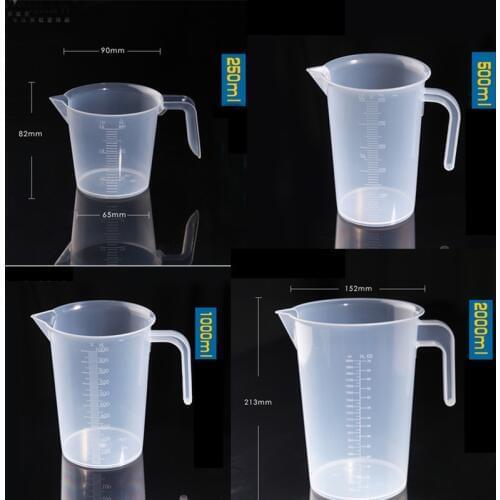 1set (250ml,500ml,1000ml,2000ml) Plastic measuring cup with handle Food Grade Polypropylene School laboratory Kitchen Supplies