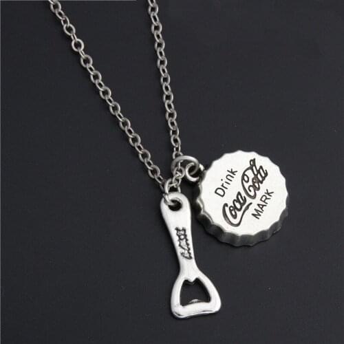 1Pc Classic Cola Bottle Cap Necklaces Bottle Opener Pendant Choke Valentines Day Gift Handmade Jewelry Wholesale E405