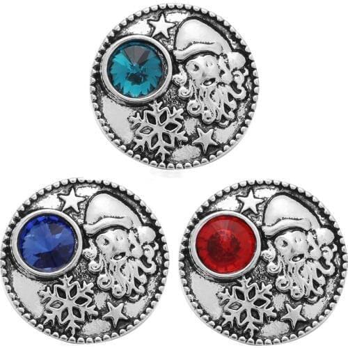 10pcs/lot Christmas Snap Buttons Jewelry Mixed Colors Santa Claus Snowflake 18mm Snap Buttons for Snap Bracelet Christmas Gifts