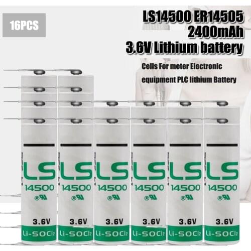 16pcs AA 14500 3.6V 2000mAh Lithium Battery For Gas Meter Alarm LS-14500 ER14505 With Pins