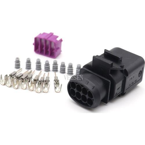 5Set 8P male Waterproof Connector 0.5-0.8mm2 1.5 Automotive Water Temperature ABS Sensor Plug for VW Car Black DJ7082A-1.5