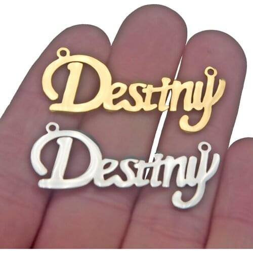 5pcs Stainless Steel Gold Destiny English Letter Charm Jewelry Making Diy Necklace Pendants Lovers Girlfriend Choker Women Gifts