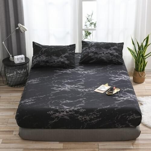 6 Colors Classic Marble Pattern Bedspread Fitted Sheet for Beds Elastic Home Textile Twin/Full/Queen/King Bed Cover Set