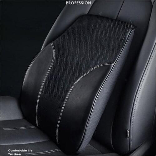 Car Lumbar Pillow PU Leather Memory Foam Back Support cushion Low Back Pain Driving Long Time Waist Pillow Car High Quality