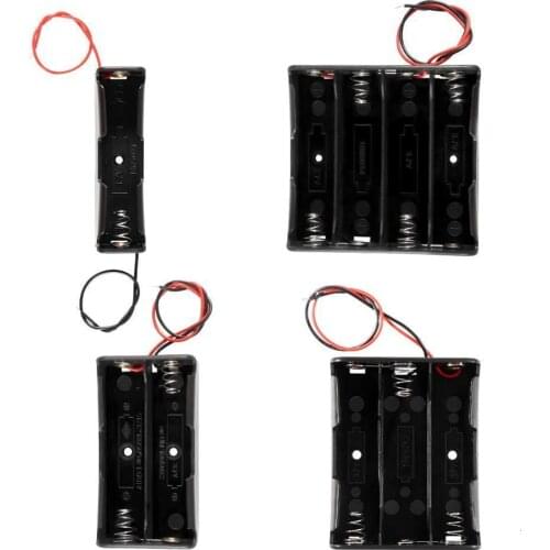Black Plastic 1x 2x 3x 4x 18650 Battery Storage Box Case 1 2 3 4 Slot Way DIY Batteries Clip Holder Container With Wire Lead Pin