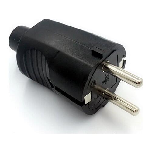 Black PVC 16A 250V EU power cord male female wiring plug detachable assembly electric plug socket for German France Korea Russia