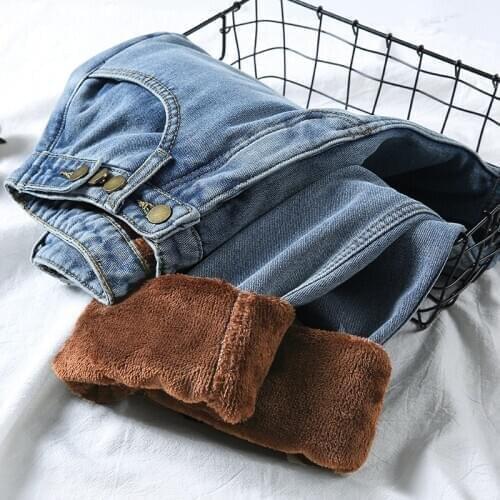 Winter harem Jeans Woman 2019 High Waist Fleece Warm Denim Trousers Female Skinny Vintage Pants for Women Casual Jeans Plus size
