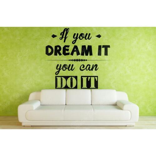 If you can Dream it, you can Do It Motivational Wall Decal Sticker Inspiring Quotes Removable Vinyl Art Wall Sticker B233