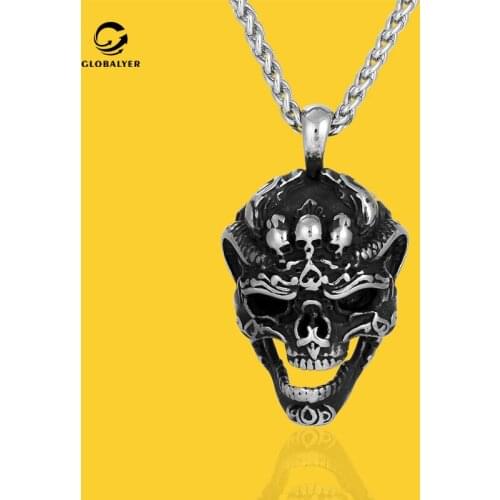 European and American popular Halloween pendant punk rock skull Titanium steel necklace Mens gifts for girl Free shipping 440