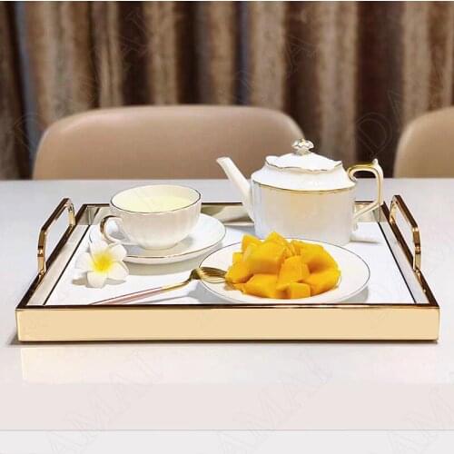 European Metal Storage Tray Simplicity Afternoon Tea Cake Organizer Living Room Desktop Snacks Trays Home Decoration Ornaments