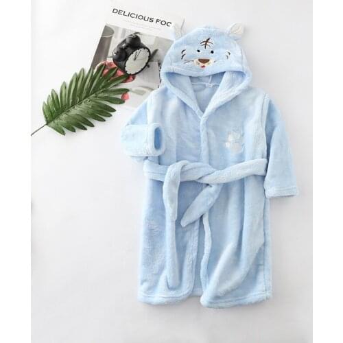 Boys Hooded Bathrobe Winter Baby Flannel Pajamas Robes Childrens Pajamas Kids Homewear Clothing Baby Girl Cartoon Animals Robes