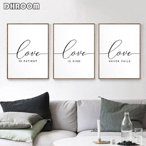 Christian Wall Art Love Is Patient Canvas Poster Bible Verse Art Print Painting Wall Picture Modern Wedding Bedroom Decor