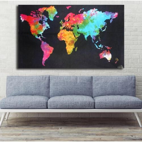 Map Of The World Minimalist Watercolor Art Canvas Poster Painting Wall Picture Print Modern Home Bedroom Decoration Accessories