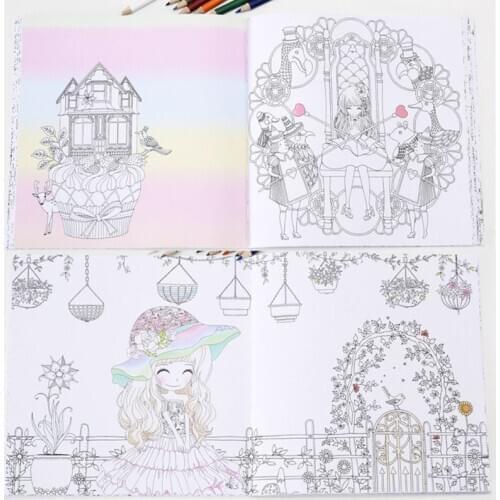 Children Kids Coloring Book Girls Ancient Style Drawing Graffiti Painting Books Holiday Gift Decompression Tool M17F