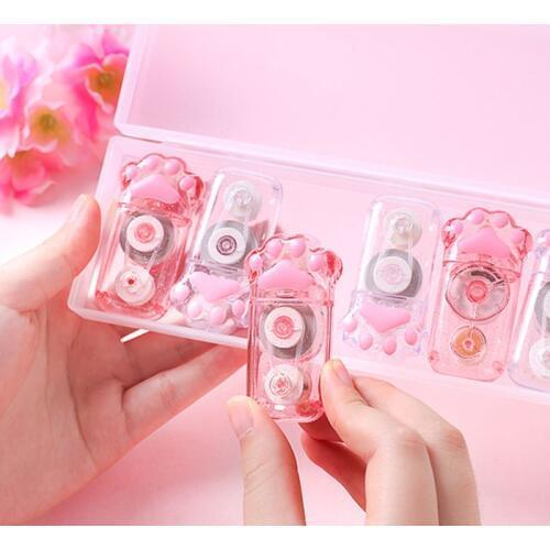 6pcs Cute Cat Claw Correction Correcting Tape Stationery Corrector School Office Supplies Student Kids Gifts