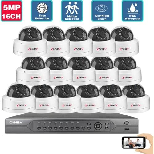 8 Channel CCTV POE Dome Camera System Set 4K 5MP 16CH NVR Kit 8CH POE IP Security Camera System Surveillance Video Kit Outdoor