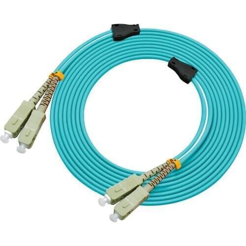 Indoor Armored 200 Meters SC-SC Duplex 10 Gigabit 50/125 Multi-mode Fiber Optical Cable OM3 Aqua 10GB SC to SC Patch Cord Jumper