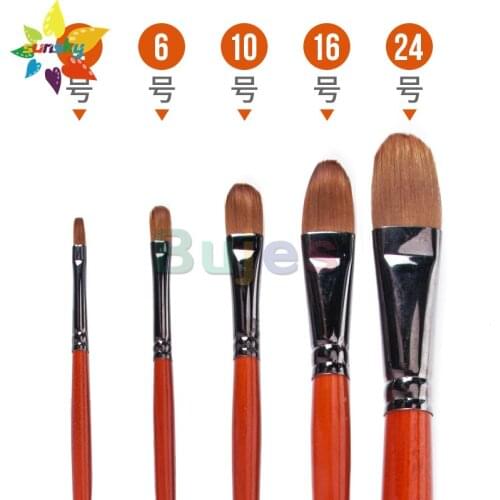 Mont Marte Nylon wool Oil brush Round flat peak Artist Paint Brushes for Gouache Oil painting Wooden penholder Art supplies