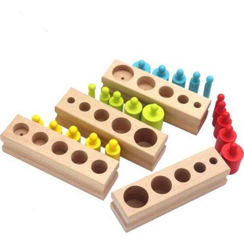 Montessori Educational Wooden Toys Wooden Building Blocks Montessori Early Learning Toys Cylinders Block Set