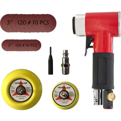 Pneumatic Eccentric Grinding Machine 25pcs Set Swing Type 1/4" 90° Velcro Sanding Polishing Machine