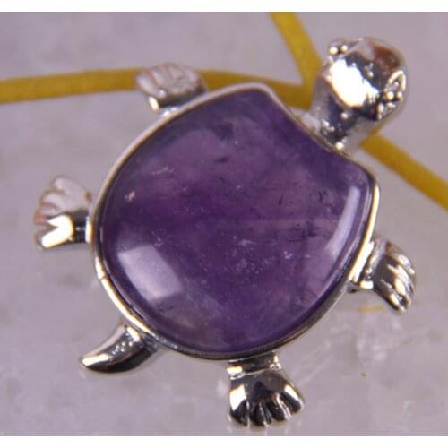 Natural Purple Crystal Bead GEM Pendant Jewelry For Gift Turtle S356