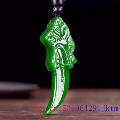 Jade Wolf tooth Pendant Jadeite Gemstone Natural Gifts Jewelry Amulet Necklace Chinese Double sided Charm Fashion Carved