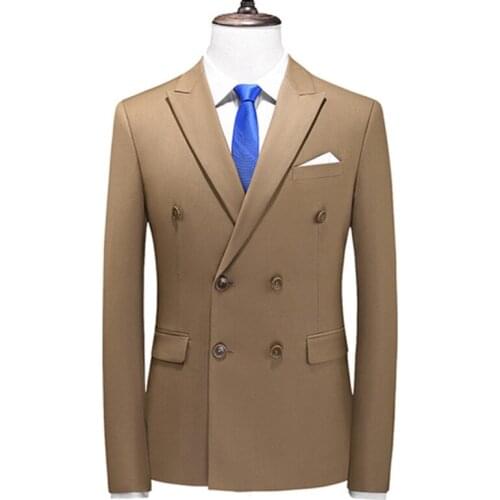 New Brand clothing Men double breasted business suit/Male slim fit suit jackets/Man leisure groom dress Blazers Plus size S-6XL