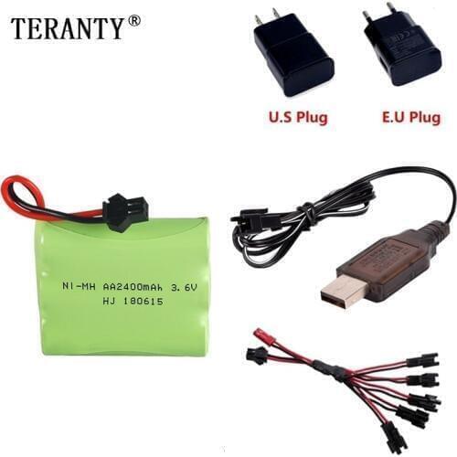 Upgrade 3.6v 2400mah NiMH Battery + charger For Rc Toys Cars Tanks Trucks Robot Gun Boat AA Ni-MH 3.6v Rechargeable Battery Pack