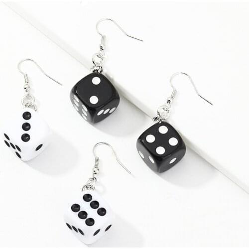 2020 Wholesale European and American Jewelry Ins Wind Trend Funny Fun Dice Earrings Retro Net Red Jewelry Acrylic Earrings