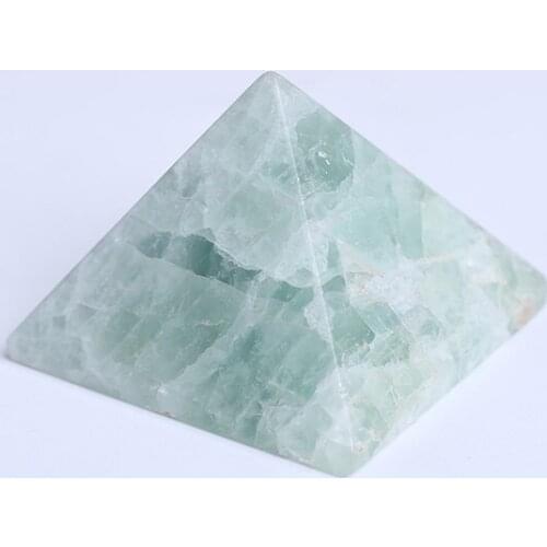 Pyramid-Finest Big Green Fluorite Crystal Gemstone 1.97" Carved Pyramidal Crystal Healing Crafts