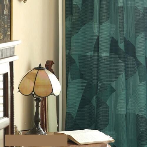 Custom curtain Nordic Simplicity Yarn-dyThicken green Jacquard geometry livingroom shading bedroom blackout curtain drape M897