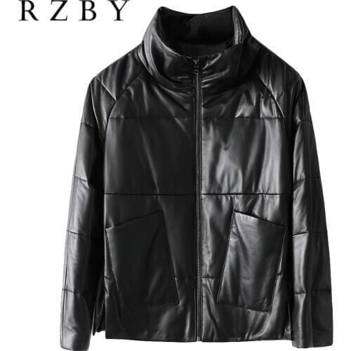 100% Real Sheepskin Casual Women Genuine Leather Jacket 2020 Winter New Style warm Veste White Duck Down Coat RZBY233