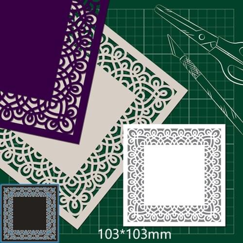 Cutting Dies Lace Square Metal and Stamps Stencil for DIY Scrapbooking Photo Album Embossing Paper Card 103*103mm