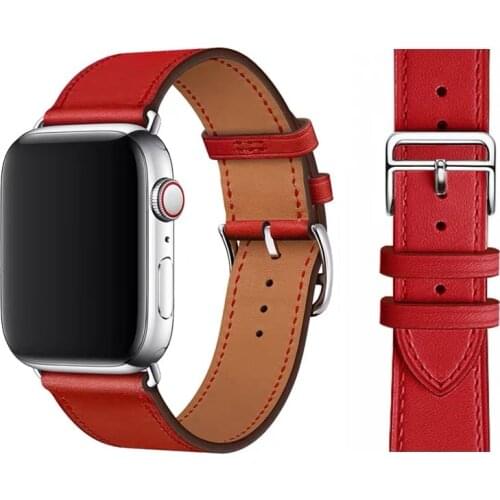 100％ Genuine Cow Leather loop Bracelet Belt Band for Apple Watch 6 SE 5 4 42MM 38MM 44MM 40MM Strap for iWatch 6 5 4 Wristband