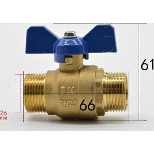 DN20 G 3/4" BSP Male Brass Ball Valve Water Gas Oil Port Size 19mm With Blue Handle
