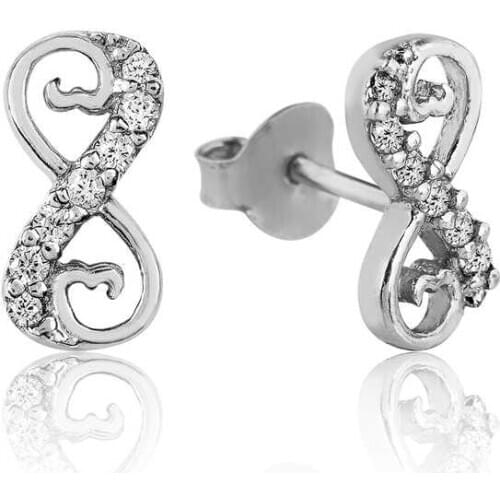 Silverlina Sterling Silver Heart Infinity Studded Earrings