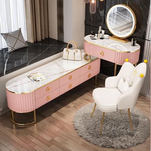 80CM 100CM Modern Makeup Light Luxury Nordic Home Dressers Vanity Princess Dressing Table Storage Cabinet Bedroom Furniture