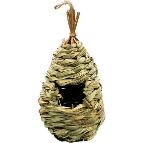 Straw Bird Nest Handmade Weaved Grass Egg Cage Hanging Parrot House Garden Decor Birdhouse Pet Products