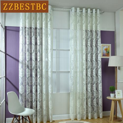 3 colors modern jacquard lace tulle curtains for Living Room luxury Voile Curtain for Bedroom Window Tulle curtain kitchen
