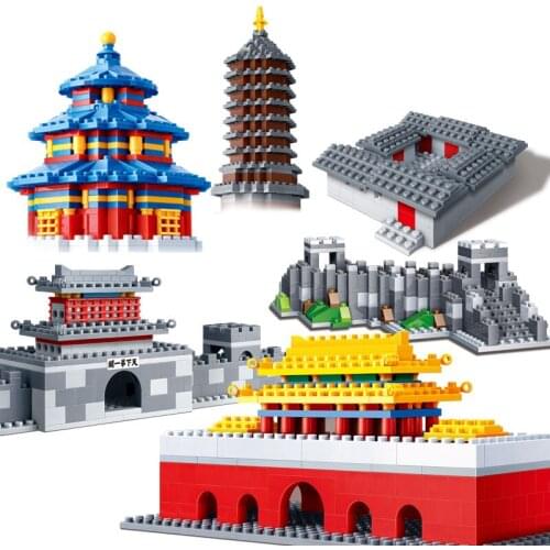 Tiananmen Great Wall Temple Heaven Tower Chinese Architecture Educational Building Blocks Bricks Kids Children Toys Model