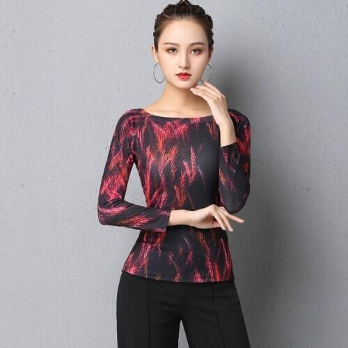 Latino Dance Tops For Women Fall Salsa Dancewear Ballroom Practice Wear Tango Dance Outfit Stage Costume Designer Clothes DL7255