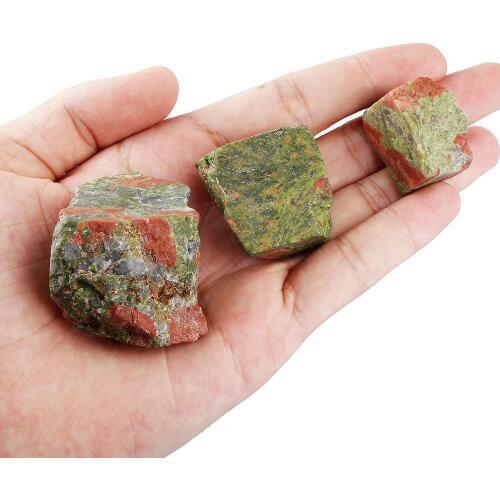 TUMBEELLUW 1lb (460g) Natural Rough Unakite Gem stone,Loose Irregular Shaped Raw Stones for Cabbing,Tumbling,Cutting,Lapidary