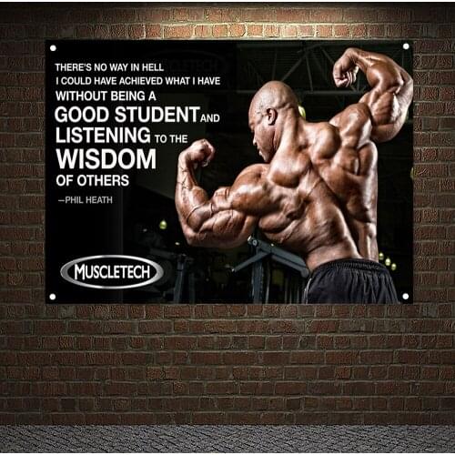 Exercise Inspirational Poster Tapestry Wall Hanging Canvas Painting Gym Decor Man Muscular Body Banner Workout Bodybuilding Flag